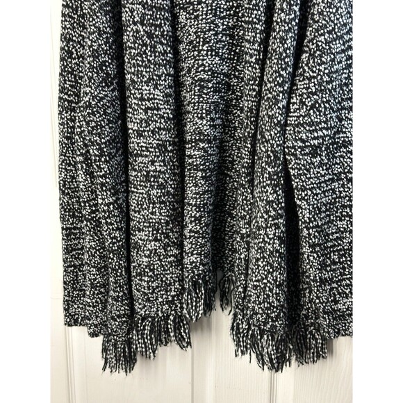 Ruby Rd. Women's Open Front Cardigan Size 3X Black White Marled with Fringe - Picture 5 of 10